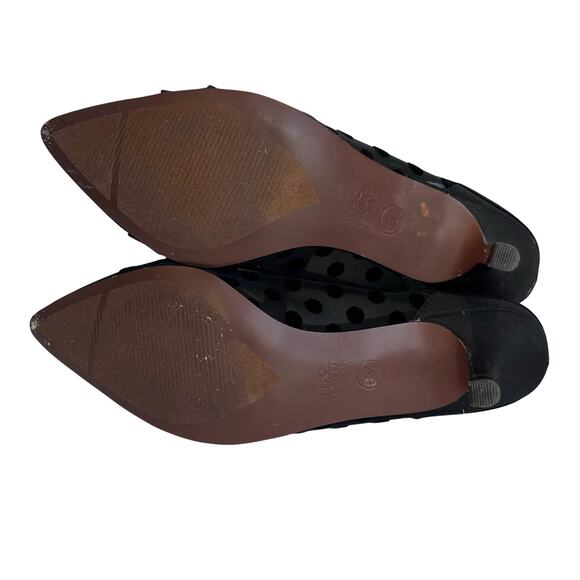 Who What Wear Black Poke A Dot Mesh Black Bow Kitten Heels Mules SZ 6.5 - Picture 4 of 8